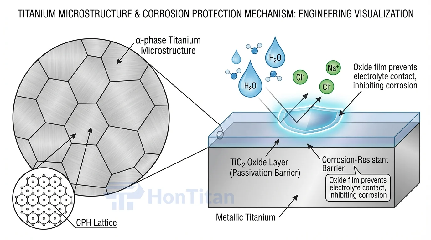 Grade 2 Titanium: Properties, Applications, and The Complete Buyer's Guide 2 Microstructure of Alpha-phase Grade 2 Titanium showing corrosion resistant oxide film