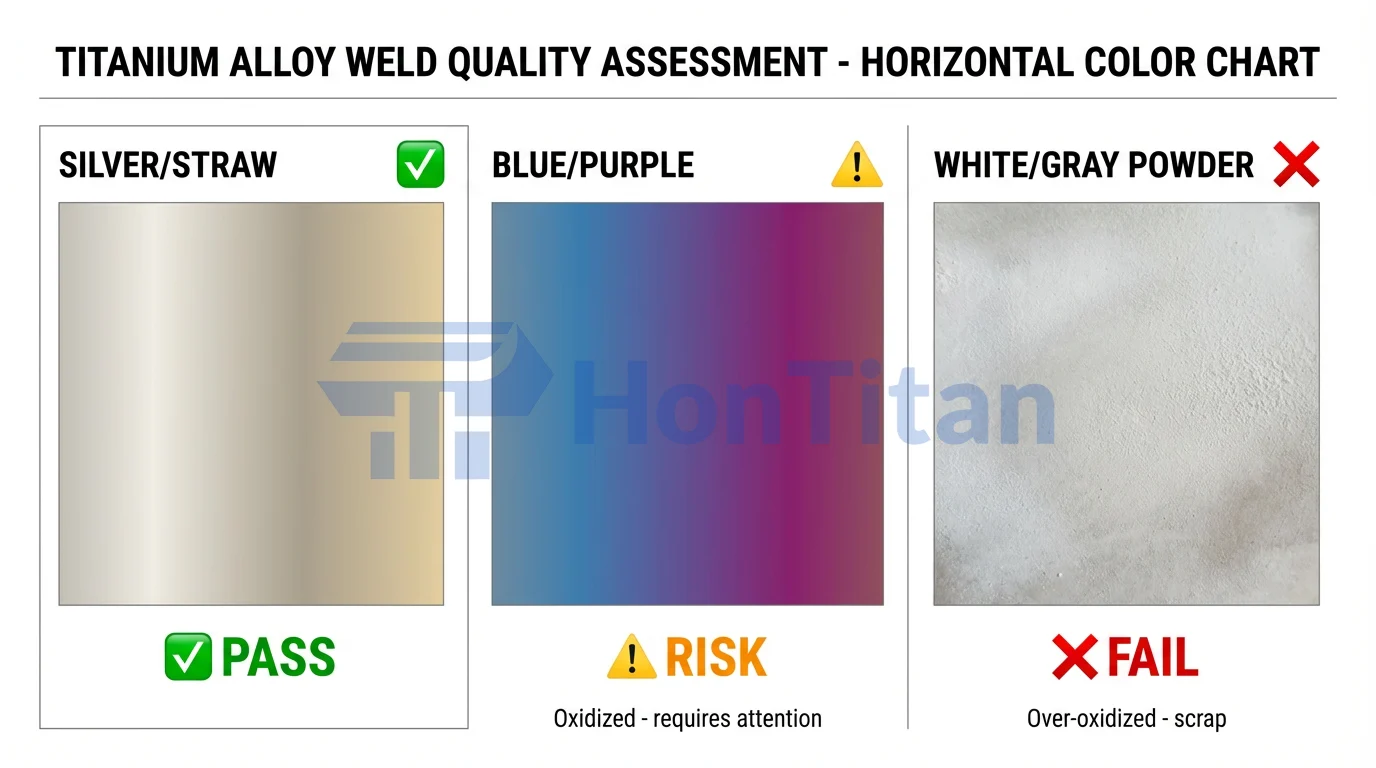 Grade 2 Titanium: Properties, Applications, and The Complete Buyer's Guide 5 Titanium welding color chart indicating oxidation levels and weld quality