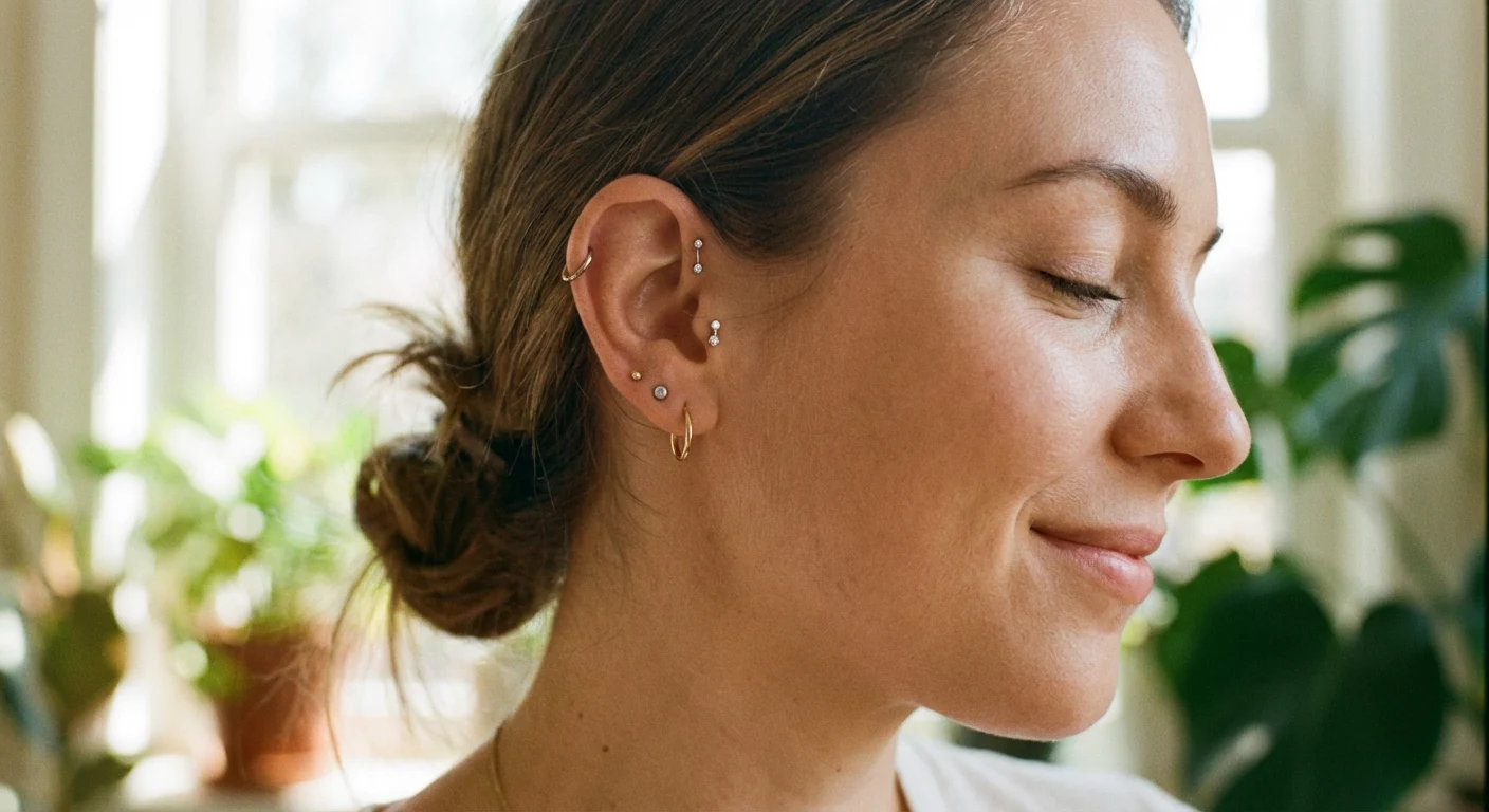 Is Titanium Hypoallergenic? The Truth About Metal Allergies & Implant Grade Jewelry 7 Woman with healed healthy ear piercings wearing titanium jewelry