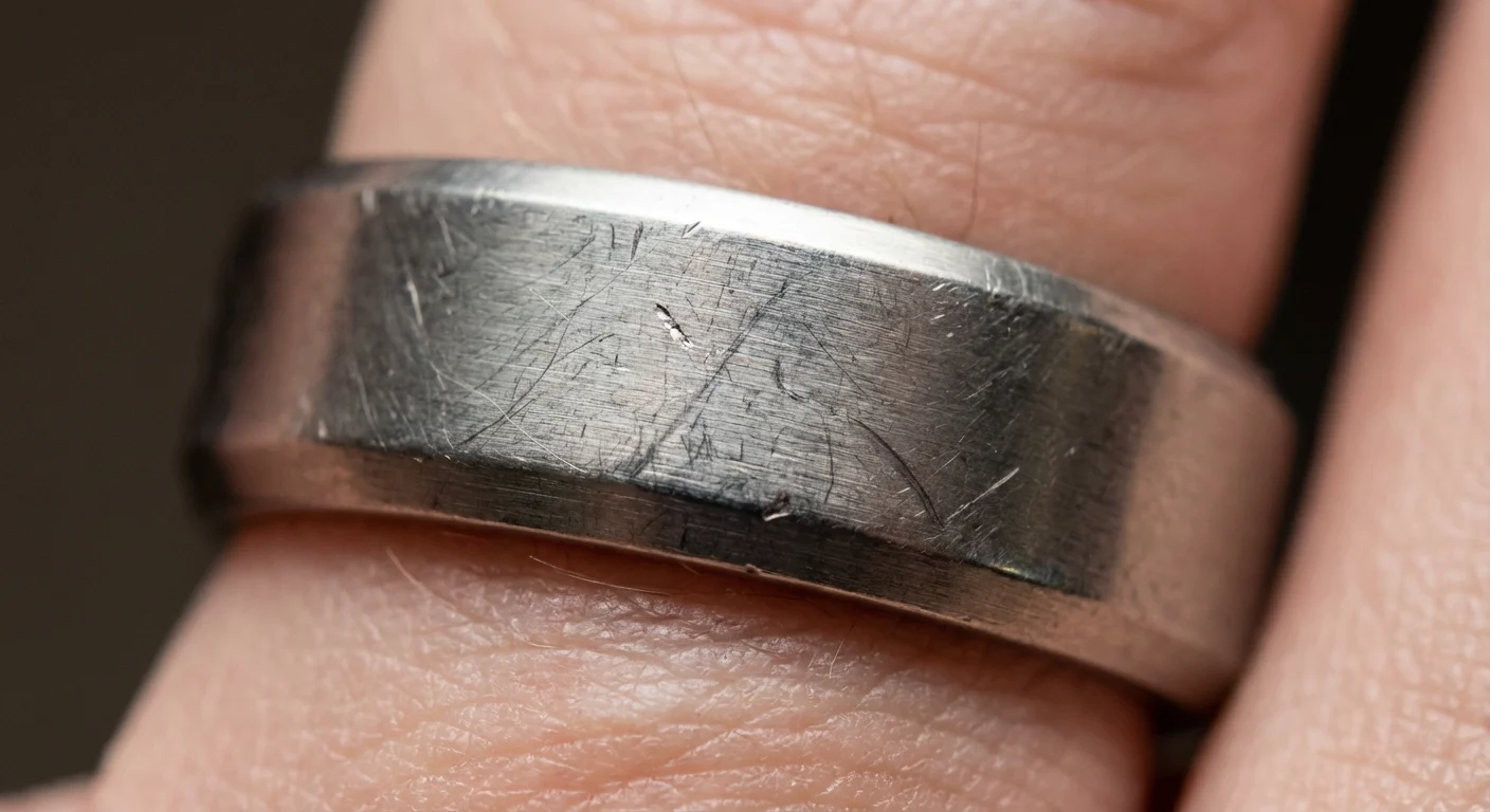 Does Titanium Tarnish or Rust? A Real-World Test and Ultimate Guide 5 A macro shot of a well-worn titanium ring showing minor daily scratches and a natural patina.