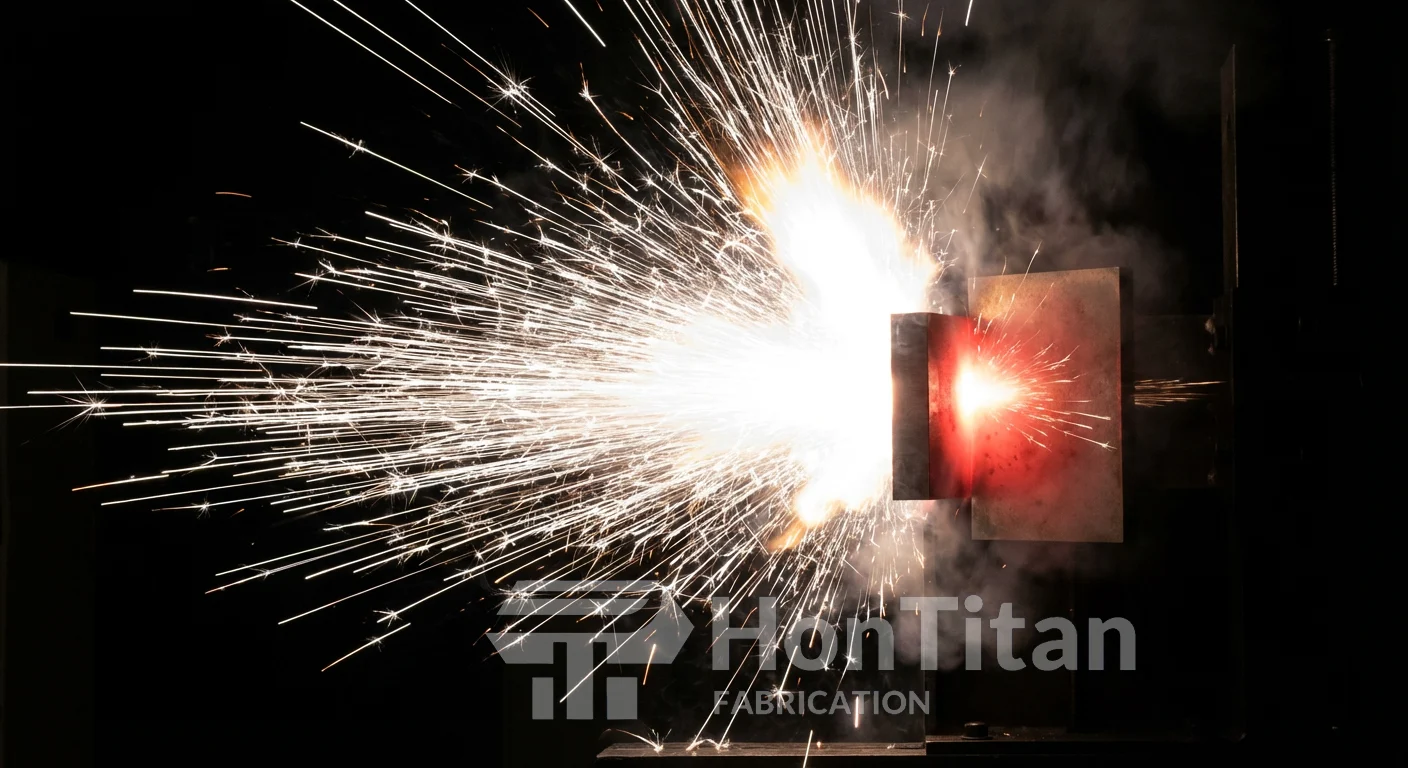 Is Titanium Bulletproof? The Myth, The Science, and Reality 3 Brilliant white sparks flying off a titanium plate upon bullet impact due to pyrophoric effect.