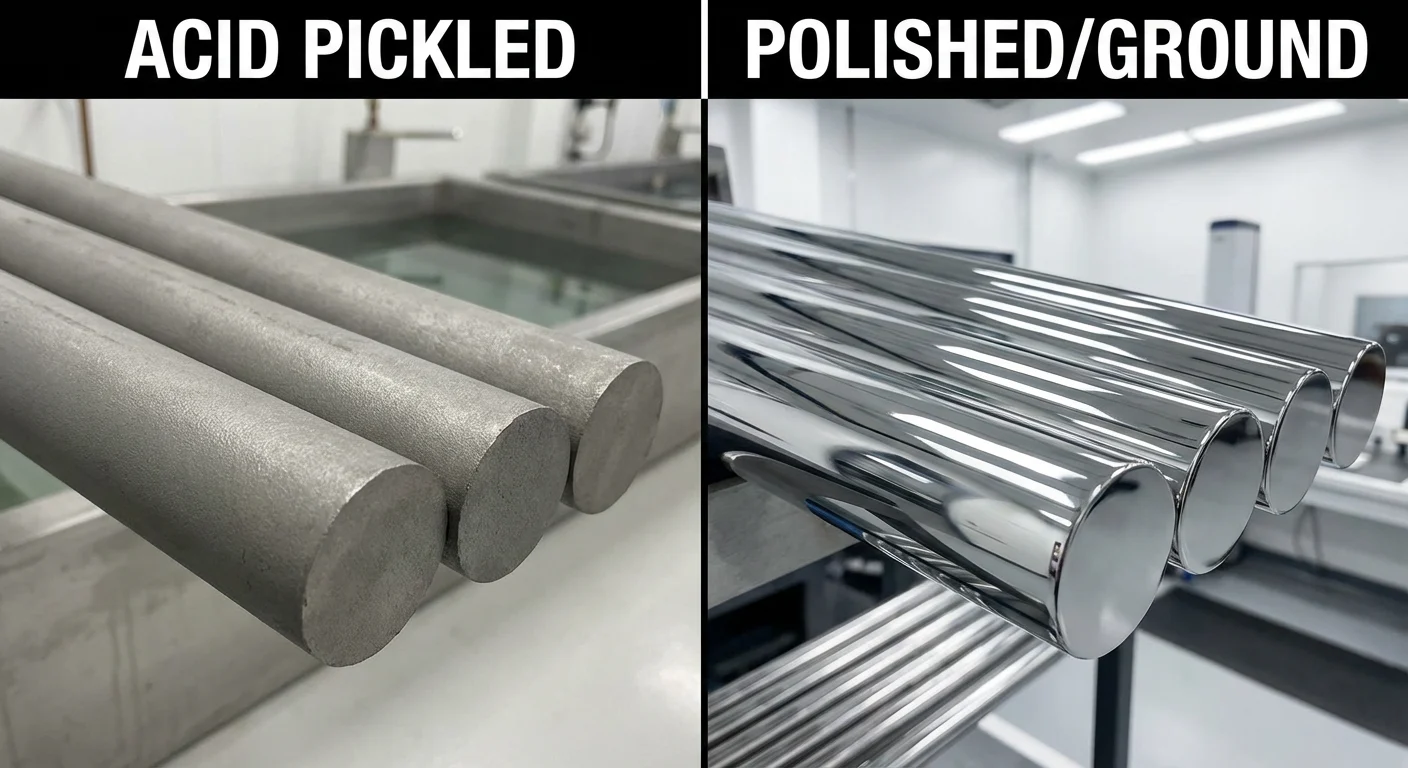 What is a Titanium Rod Used For? (Grades, Standards & Applications Guide) 4 Comparison of acid pickled vs. centerless ground polished titanium rod surface finishes.