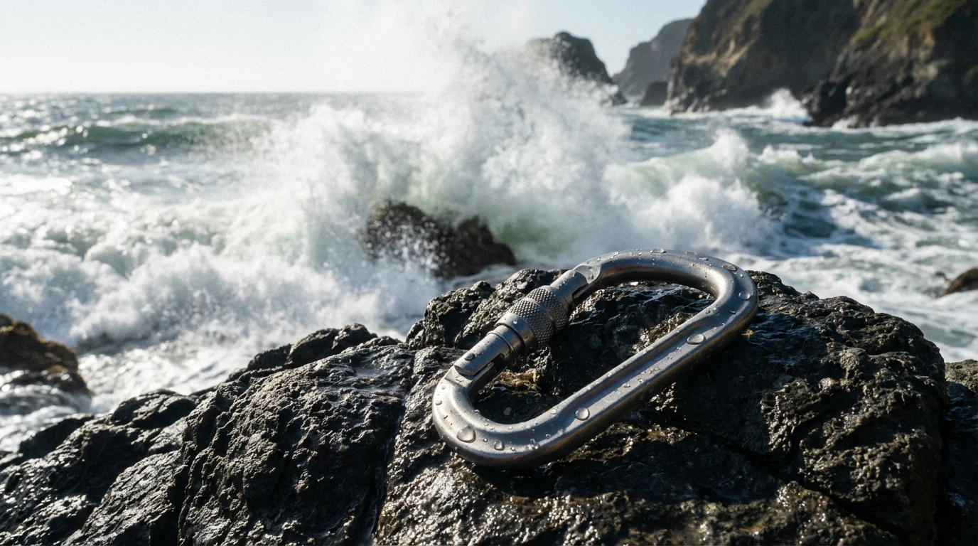 How Strong is Titanium? A Direct Analysis of Strength, Weight, and Hardness 4 Titanium outdoor gear submerged in saltwater on a beach showing zero corrosion or rust.