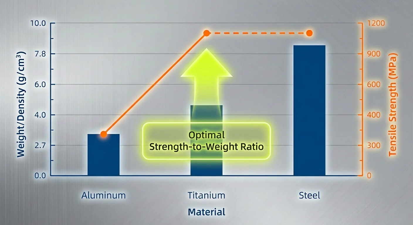 How Strong is Titanium? A Direct Analysis of Strength, Weight, and Hardness 2 Bar chart comparing tensile strength and density of Titanium Grade 5 vs Stainless Steel vs Aluminum 7075.