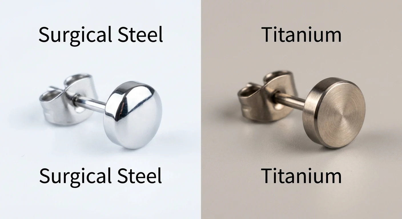 Is Titanium Hypoallergenic? The Truth About Metal Allergies & Implant Grade Jewelry 3 Comparison infographic titanium vs surgical steel earrings nickel content
