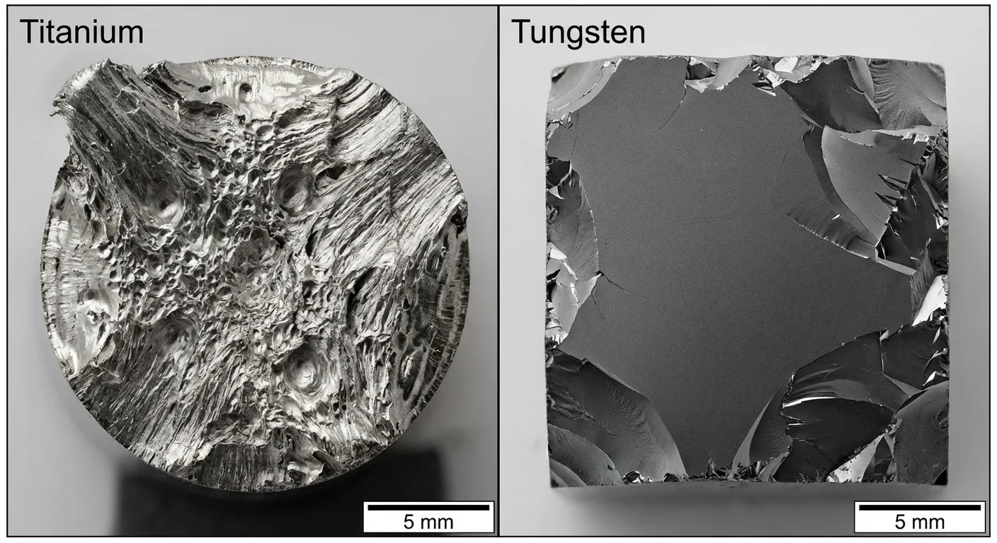 Titanium vs. Tungsten: A Technical Comparison of Machinability and Properties 2 tungsten brittle fracture vs titanium ductile