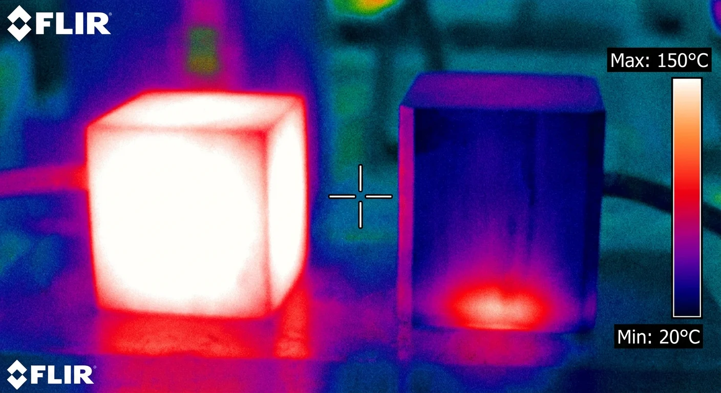 Titanium vs. Aluminum: A Technical Analysis of Weight, Strength, and Performance 5 Thermal imaging camera shot comparing heat dissipation of aluminum and titanium.