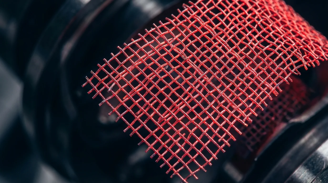 チタンとプラチナの比較 特性、重量、工業用途 4 化学処理や石油精製に使用されるプラチナ触媒メッシュのクローズアップ